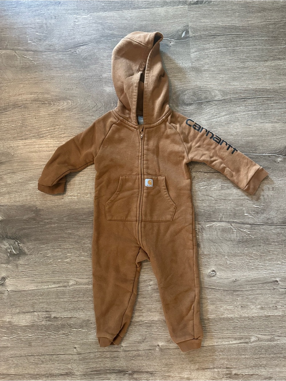 Carhartt Brown Hooded One-Piece for Kids 18 Months